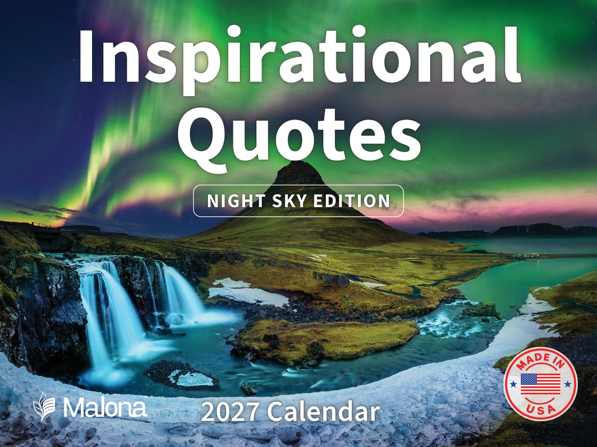Front cover of the 2027 Malona Inspirational Quotes Night Sky Edition Calendar wall calendar