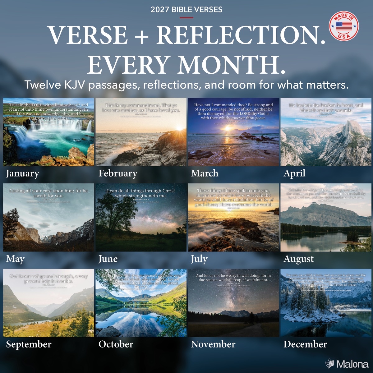 Twelve-month image preview of the 2027 Bible Verses Calendar calendar