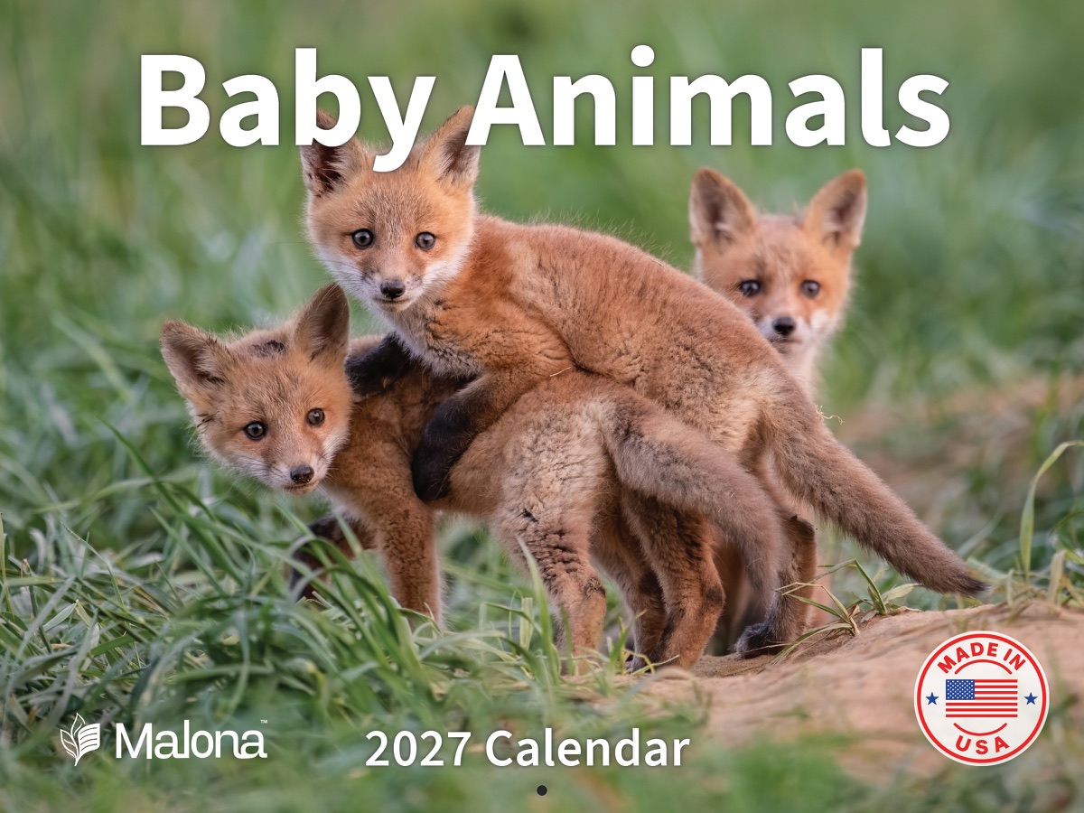 Front cover of the 2027 Malona Baby Animals Calendar wall calendar
