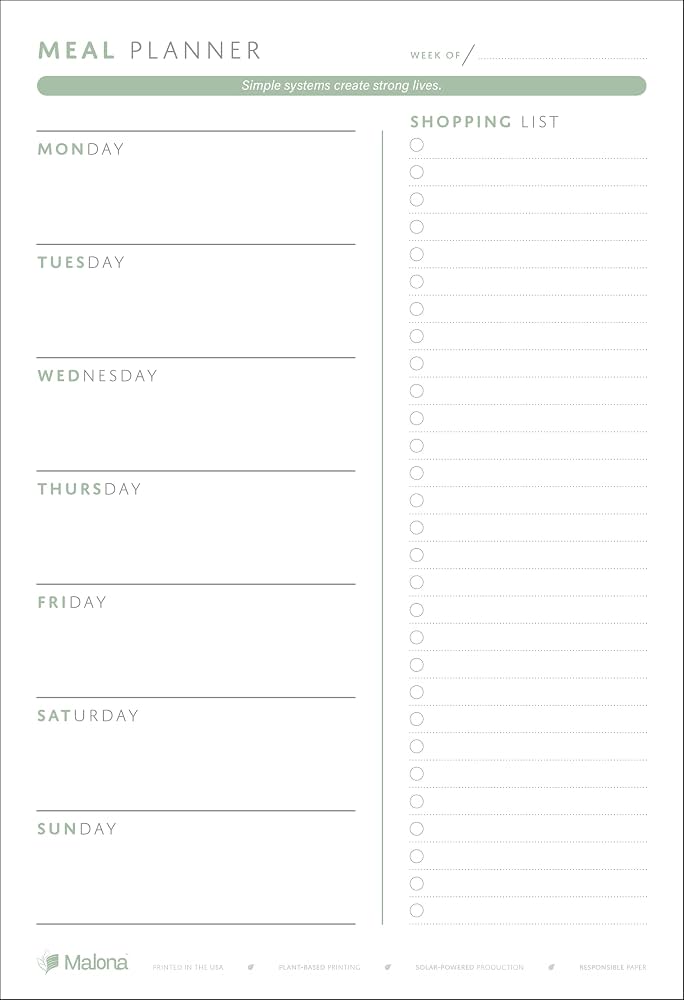 Weekly Meal Planner Notepad